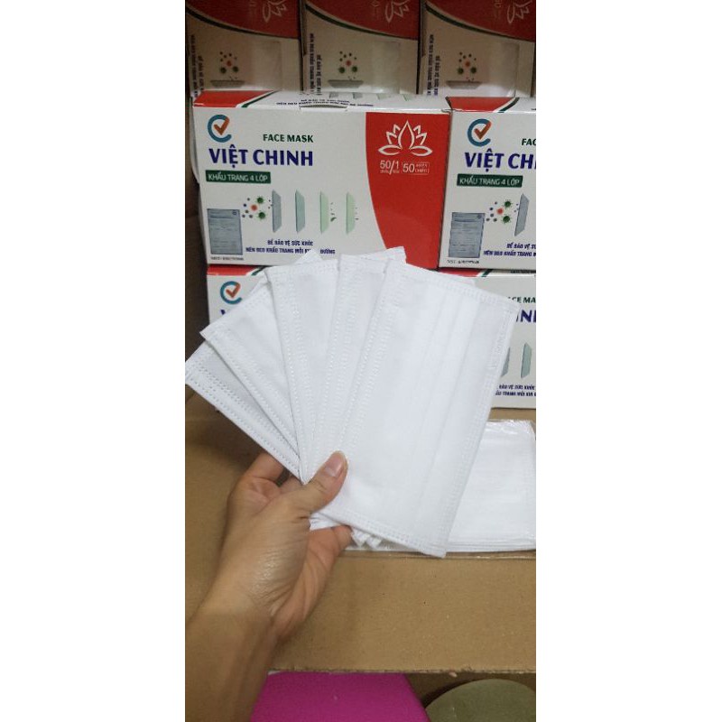Hộp 50 chiếc Khẩu Trang Y tế Màu Trắng 4 lớp Dày Dặn
