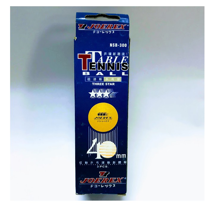 QUẢ BÓNG BÀN 40mm - màu vàng - JOEREX 3 STAR - 1 hộp 3 quả