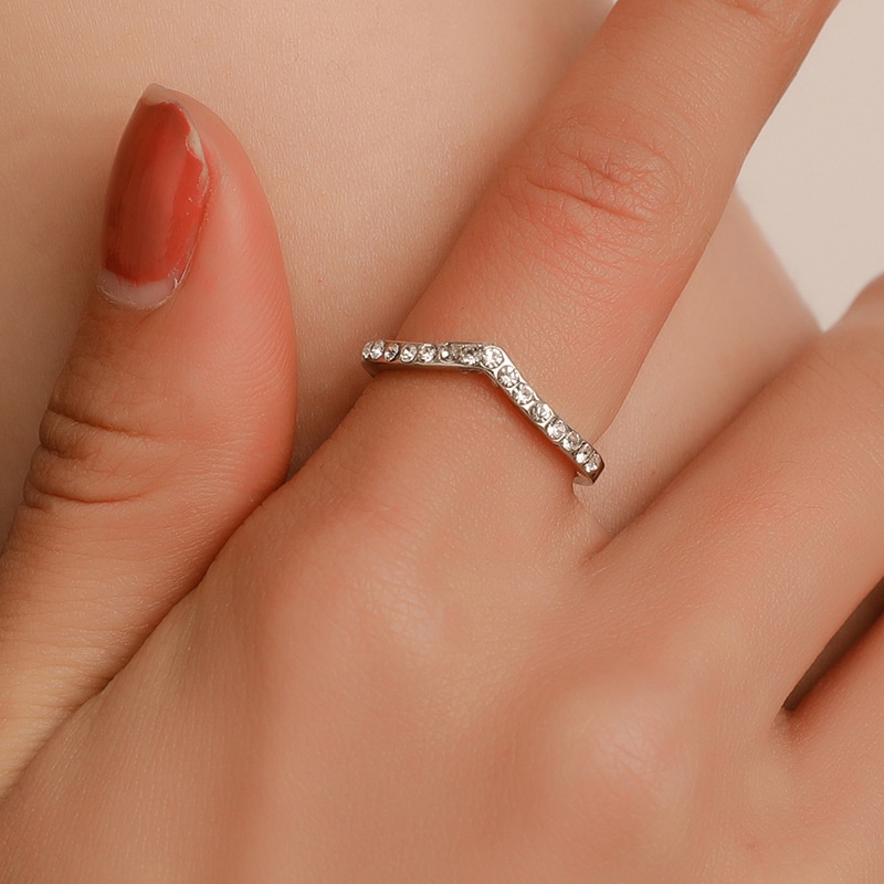 Nhẫn đính đá zircon hình đôi cánh thời trang cho nữ