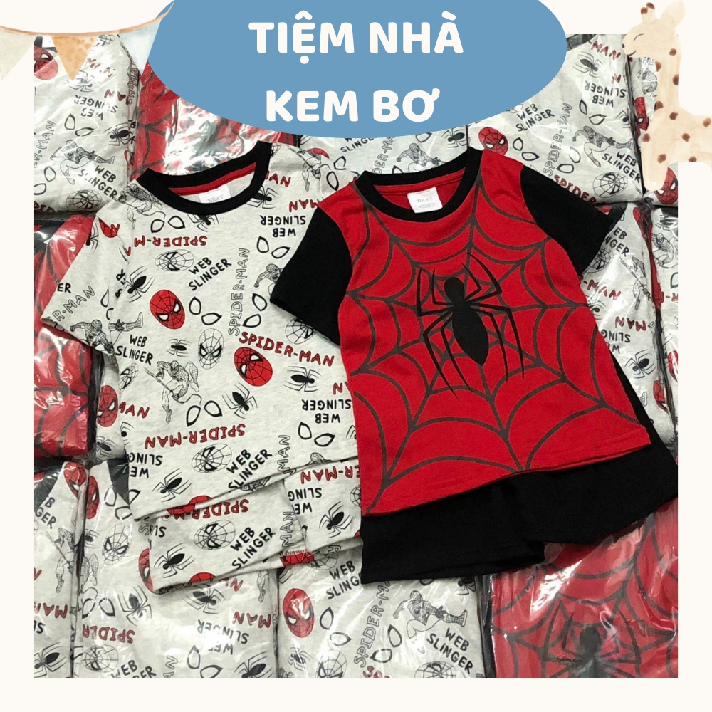 Bộ Quần Áo Cotton Siêu Nhân Người Nhện Superman Cộc Tay Bé Trai
