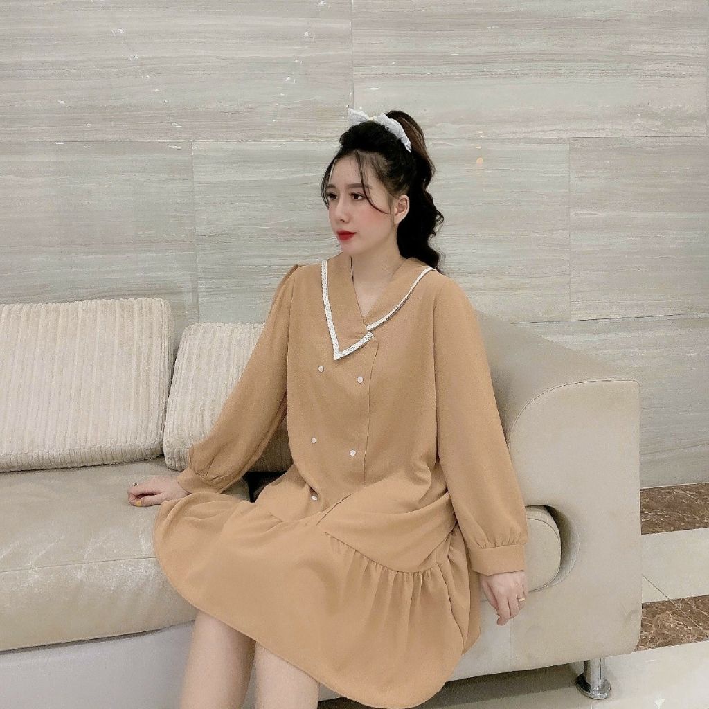 Đầm bầu dài tay M219 chất cát hàn thời trang thiết kế freesize từ 45 đến 70kg