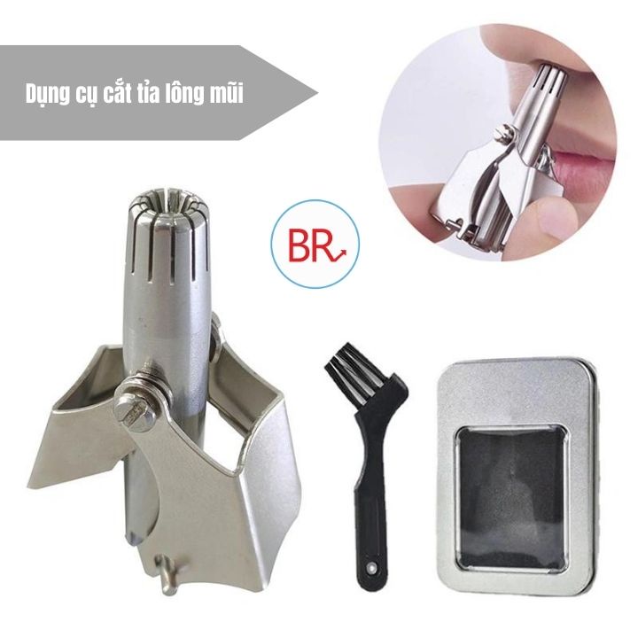 Dụng cụ tỉa lông mũi cầm tay Kèm Hộp bằng thép không gỉ – Dụng cụ cắt tỉa lông mũi không đau an toàn vệ sinh Br 01616