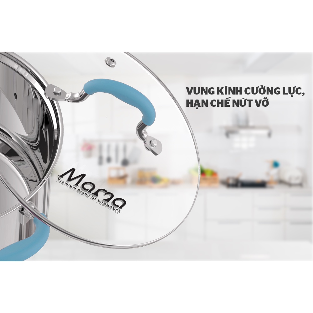 BỘ NỒI CHẢO INOX 5 ĐÁY SUNHOUSE MAMA SHG506 HÀNG CHÍNH HÃNG