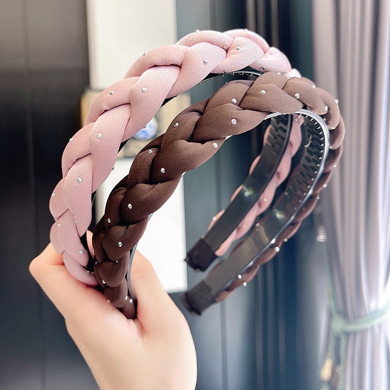 Băng Đô Đội Đầu Có Đính Đá Xoắn Thời Trang Cho Nữ Rửa Mặt