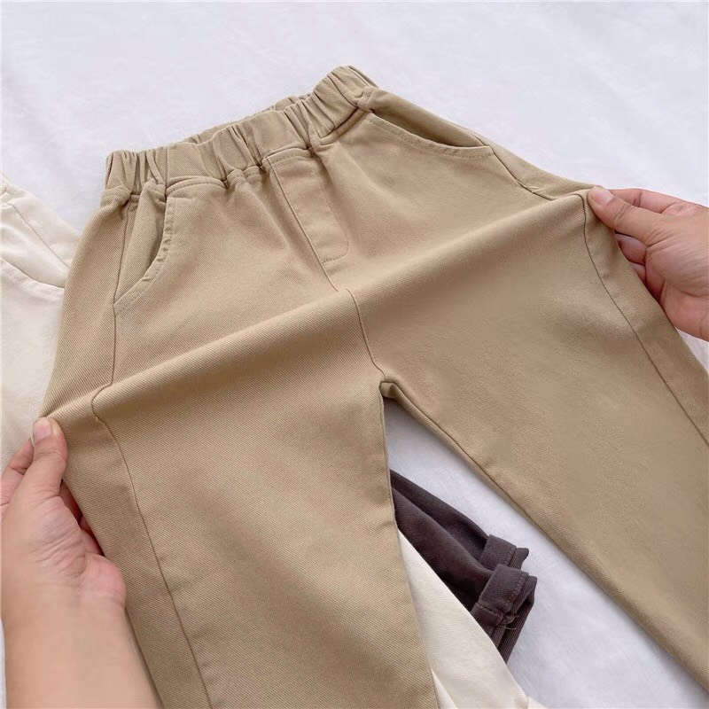 Quần dài kaki chất mềm cạp chun basic trơn kiểu dáng cực đẹp cho bé trai bé gái VANOSA 15-35kg