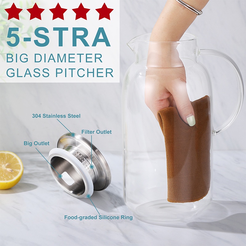 Bình Nước Thủy Tinh Borosilicat Trong Suốt Kèm Đồ Lọc Dung Tích 2500ml