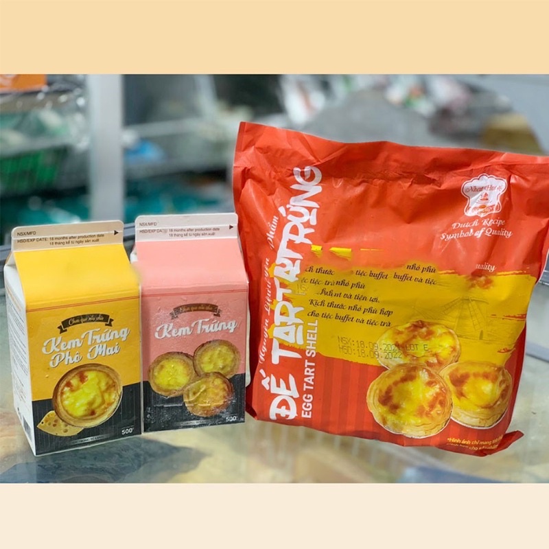 Đế bánh tart trứng và kem trứng, kem phô mai mini