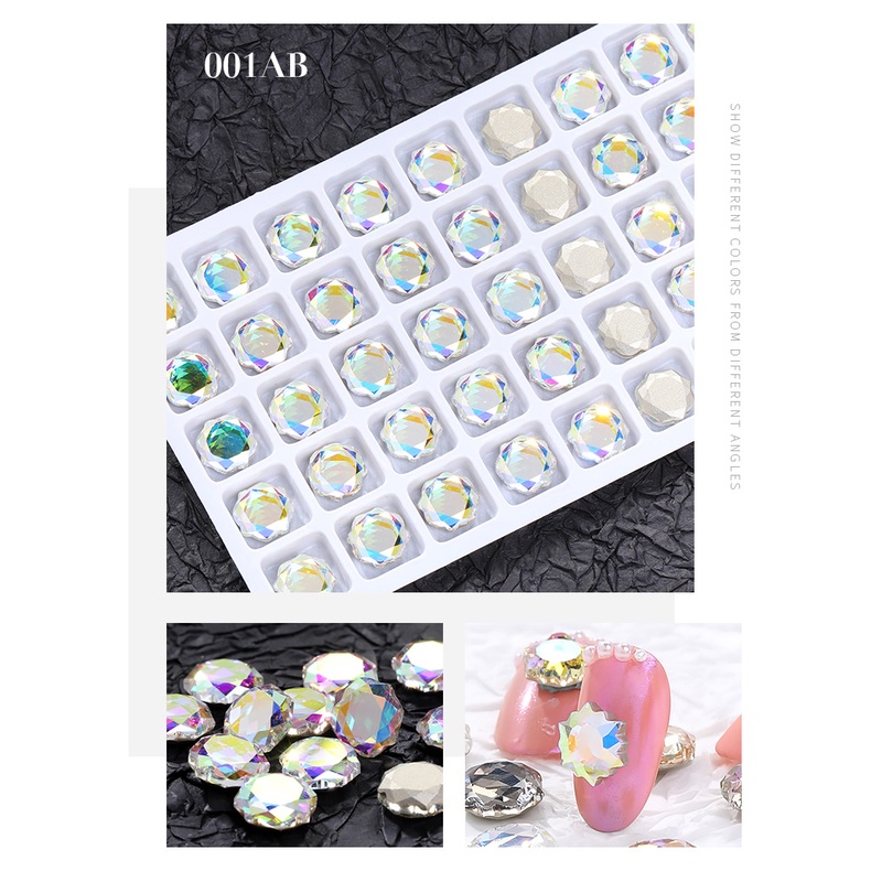 Hạt Kim Cương Pha Lê Thủy Tinh Cao Cấp Hình Tròn Trang Trí Móng Tay DIY
