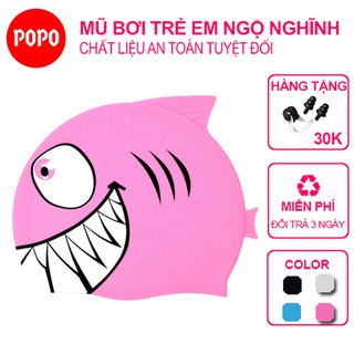 Mũ bơi trẻ em hình cá mập ngộ nghĩnh chất liệu an toàn cảm giác mềm mại khi đội cho bé POPO Collection