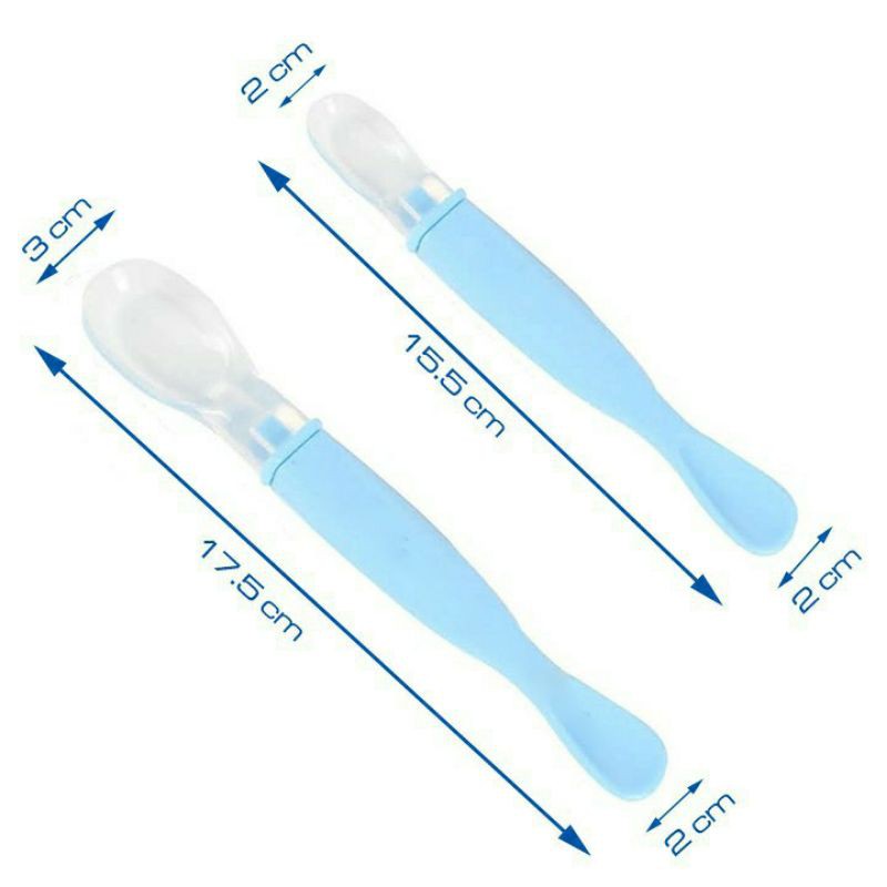 Sét 2 thìa 2 đầu ăn dặm silicon siêu mềm có hộp đựng (1 to + 1 nhỏ)