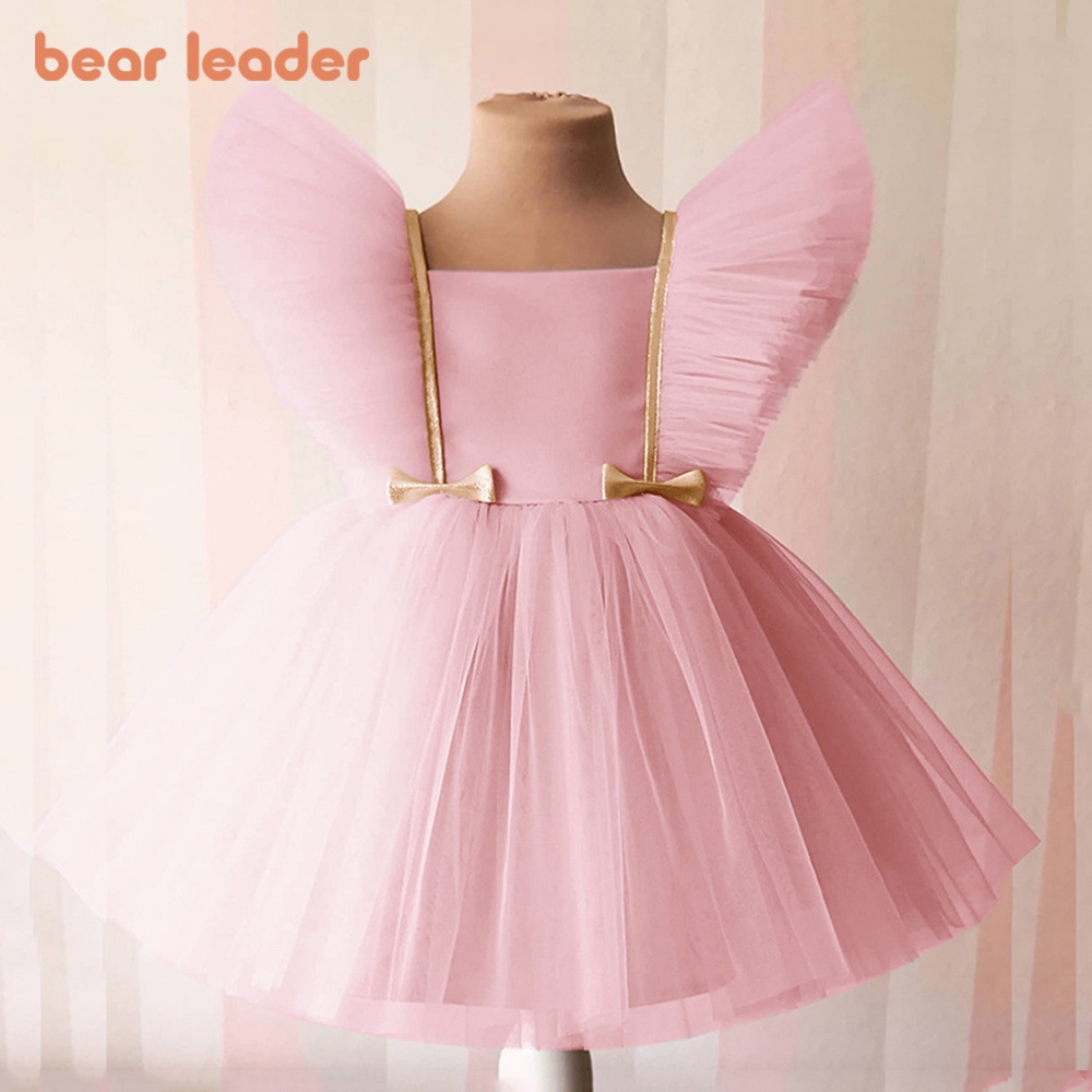 BEAR LEADER Đầm Công Chúa Phối Ren Hoa Xinh Xắn Cho Bé Gái 1-5 Tuổi