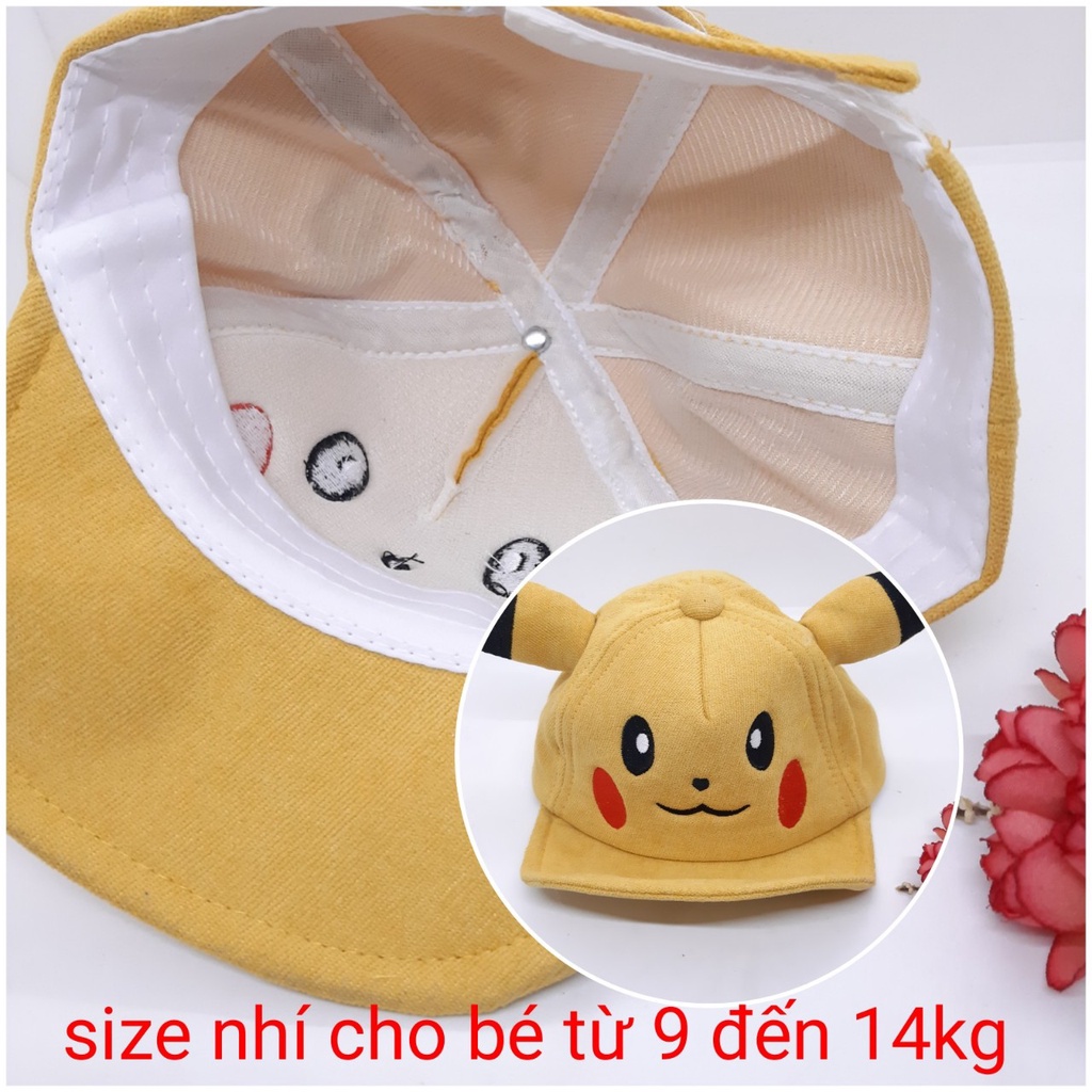 NÓN VÀNH - TAI BÈO PIKACHU CHO BÉ TRAI BÉ GÁI TỪ 1 - 7 TUỔI