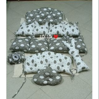 Combo quây cũi, ga chun, gối và thỏ ôm