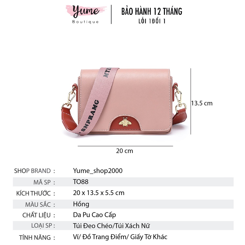 [FreeShip] Túi Xách Nữ Cao Cấp, Túi Đeo Chéo Sang Trọng Logo Con Ong Màu Hồng TO88