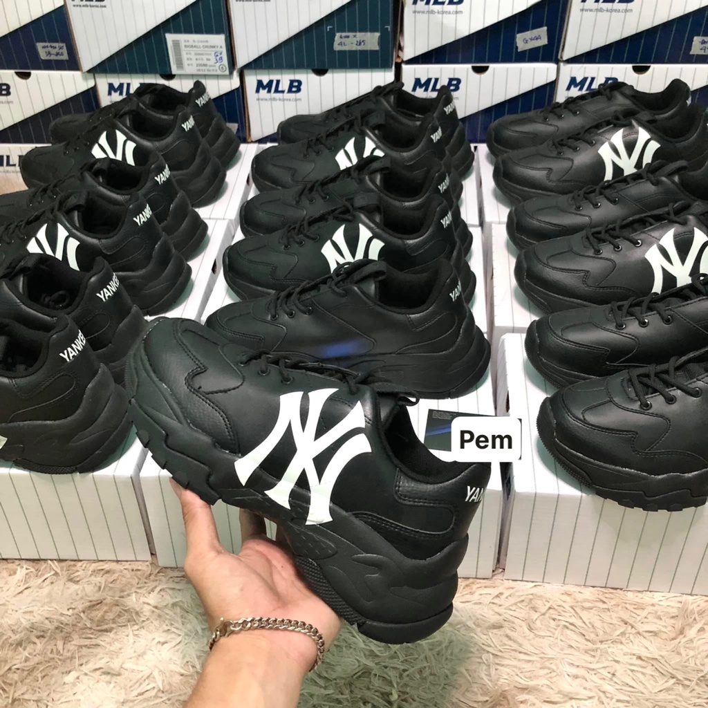 [Chính hãng]Giày Sneaker MLB Big Ball Chunky A Màu Đen Logo Trắng
