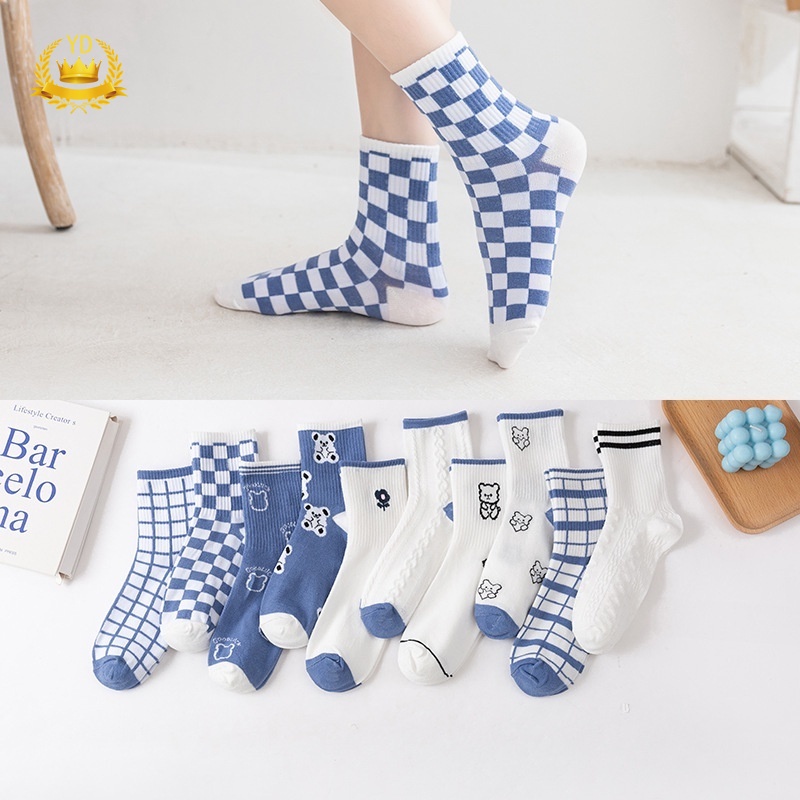 Vớ Kẻ Sọc Họa Tiết Gấu Hoạt Hình Dễ Thương Cho Nữ