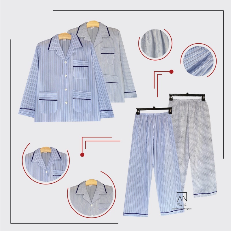 Đồ Bộ Nam Pijama Thích Hợp Với Nam Trung Niên Chất Liệu Vải Cotton Thoáng Mát Thiên An TA95PA
