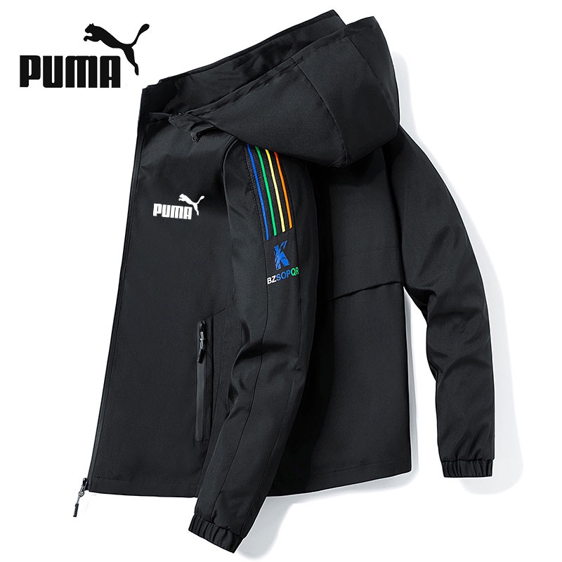 Áo khoác hoodie Puma phối sọc phản quang thời trang thể thao nam