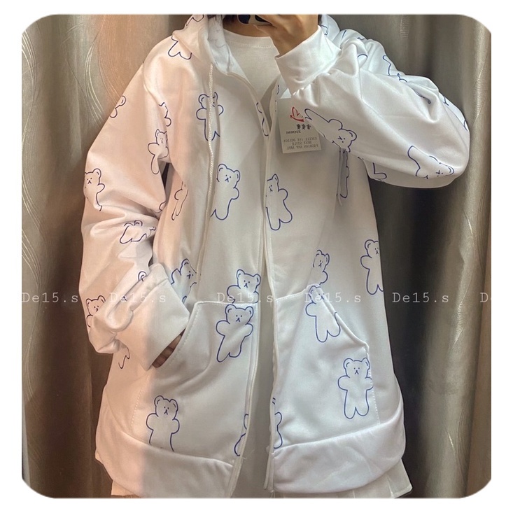Áo hoodie nam áo khoác nỉ nữ mũ gấu trắng unisex cực xinh Freeship | BigBuy360 - bigbuy360.vn