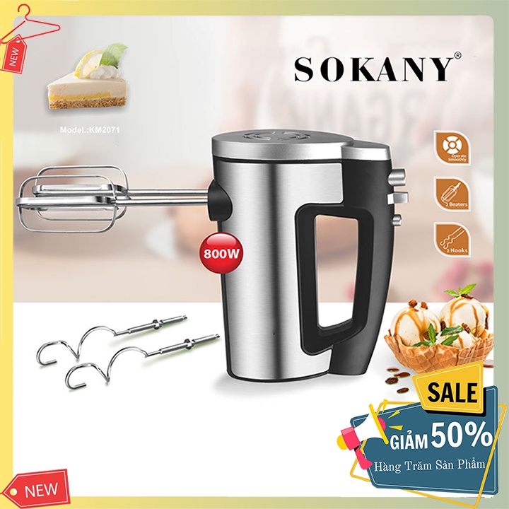 Máy đánh trứng siêu mạnh 800W, trộn nhào bột SOKANY 6623