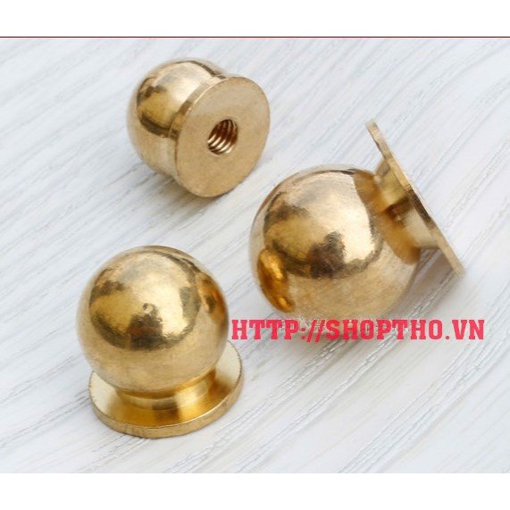 Núm kéo cho cánh tủ, cánh ngăn kéo tròn màu vàng đường kính 19mm ( set 2 cái )