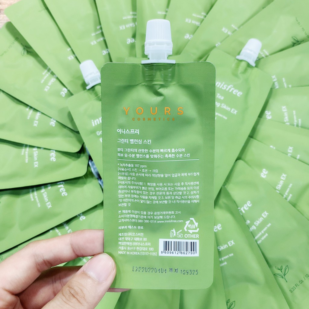 [Auth Hàn] Gói Mẫu Thử Sample Nước Hoa Hồng Innisfree Trà Xanh Ngăn Ngừa Mụn Green Tea Balancing Toner Ex 10ml