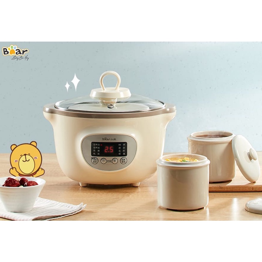 Nồi nấu chậm Bear 1.6L bản quốc tế nấu cháo, ninh, hầm có tính năng hẹn giờ và giữ nhiệt Gia dụng Bear Tuli Mart