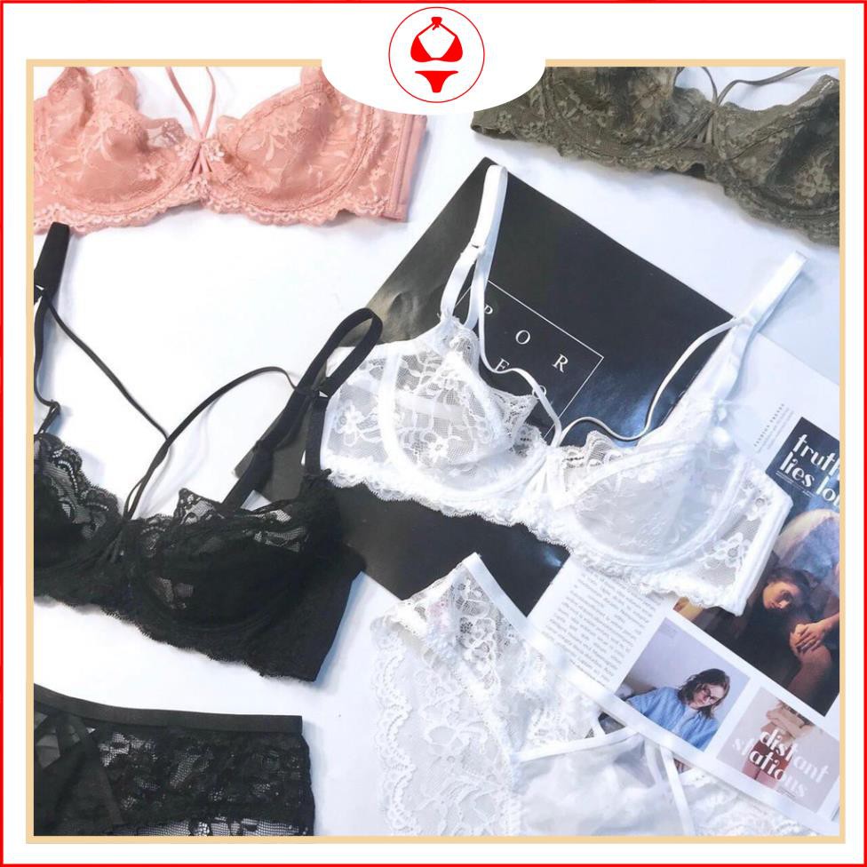 BỘ ĐỒ LÓT ⚡ freeship ⚡ set nội y ren  nơ dây chéo không đệm .mặc thoải mát ,thoáng mát cho hè nóng nưc. | BigBuy360 - bigbuy360.vn