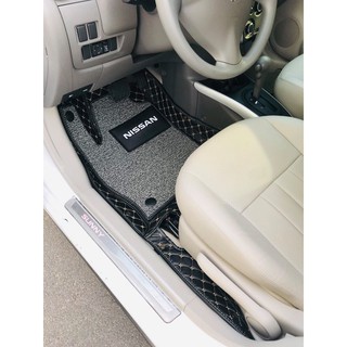 Thảm lót sàn ô tô 5D,6D Nissan Sunny - Xe 5 chỗ - Thảm da + rối chống bẩn, Sạch sẽ - Sang Trọng