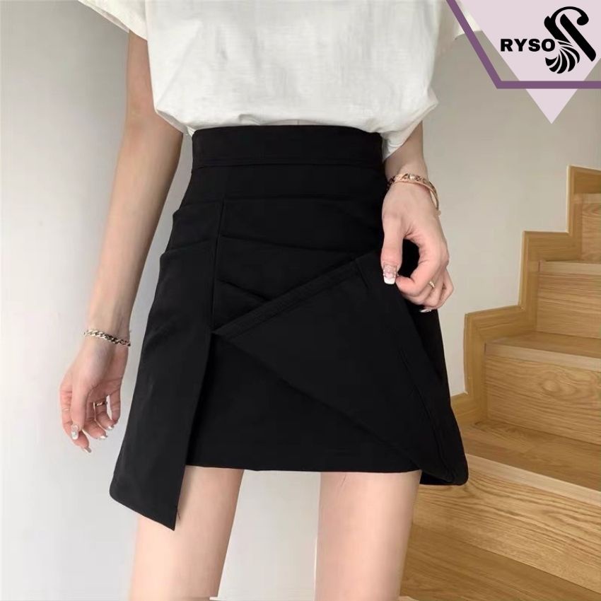 Chân váy chữ A xẻ nhúng RYSO FASHION dáng ngắn thanh lịch cao cấp có quần trong