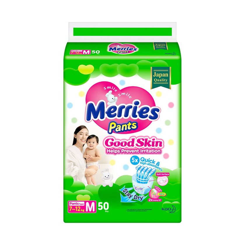 Tã Bỉm Quần Merries GoodSkin Size M, L, XL, XXL -50 Miếng, 44 Miếng, 38 Miếng,28 Miếng