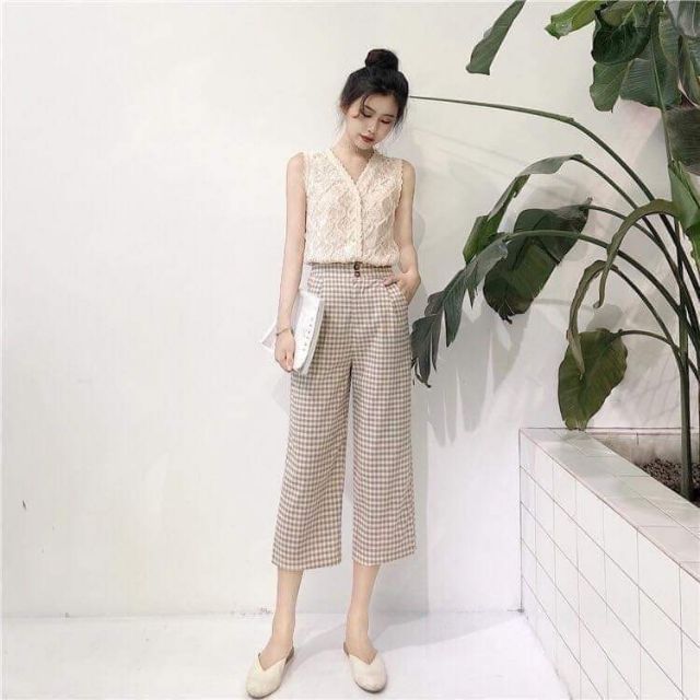 Bộ quần kẻ áo zen