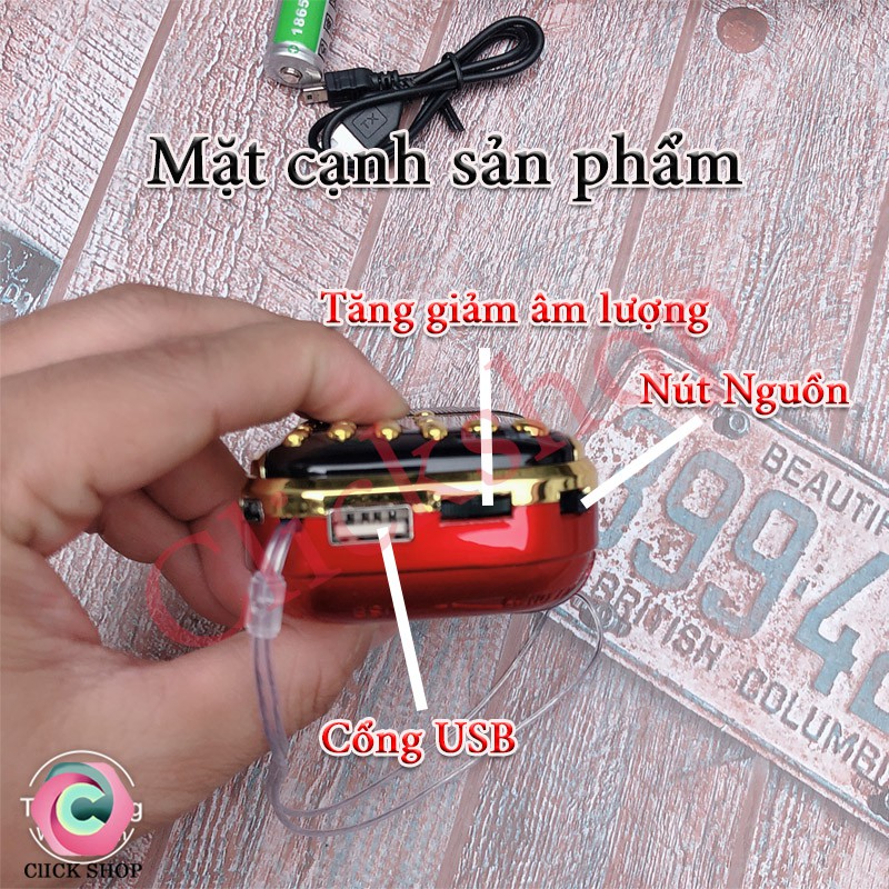 Đài radio FM Caraven CR-853 3 pin siêu trâu Chuyên FM-AM-USB-Thẻ TF tặng kèm 3 pin - Loa di động cho âm thanh chất luong