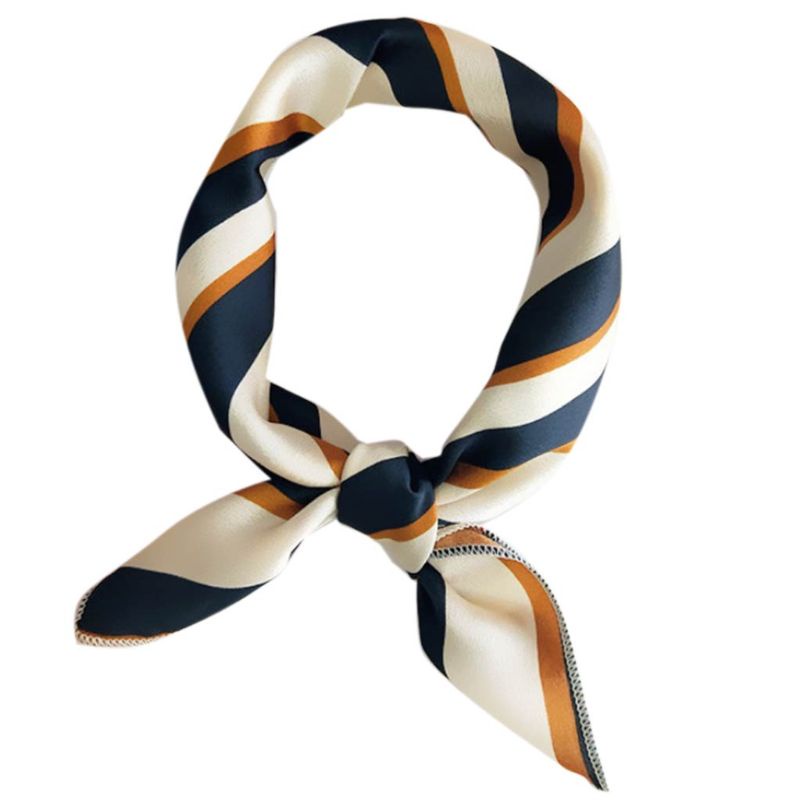 Khăn Quàng Cổ Vải Satin 48x48CM In Họa Tiết Chấm Bi / Lông Vũ Nhiều Màu Kiểu Vintage Cho Nữ