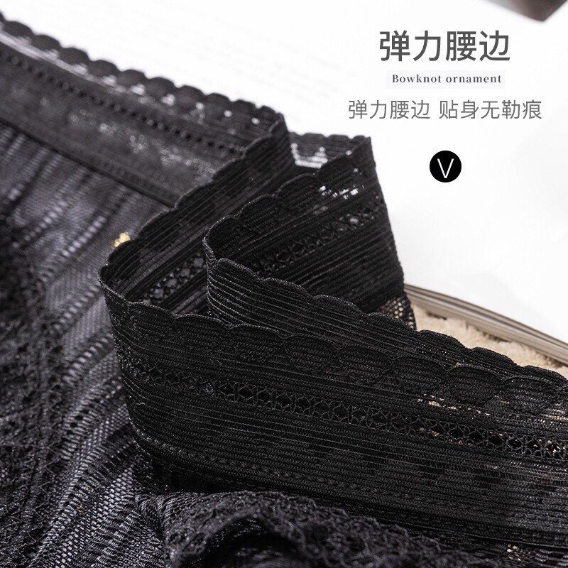 Quần Lót Nữ - quần Lót Ren set 6 đen phối họa tiết điệu đà mã DAN STORE Ren06