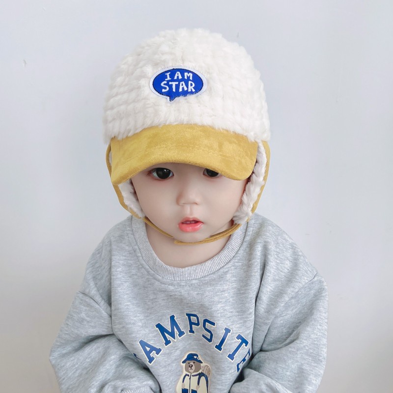 Mũ Lưỡi Trai Phối Lông Màu Sắc Tương Phản Thời Trang Thu Đông Cho Bé