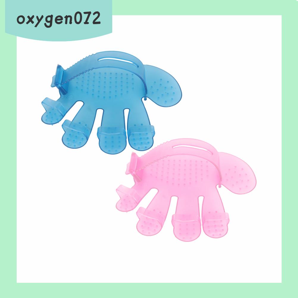 Oxygen072 Pet Grooming Gloves Transparent Rubber Five‑Finger for Bathing Dogs