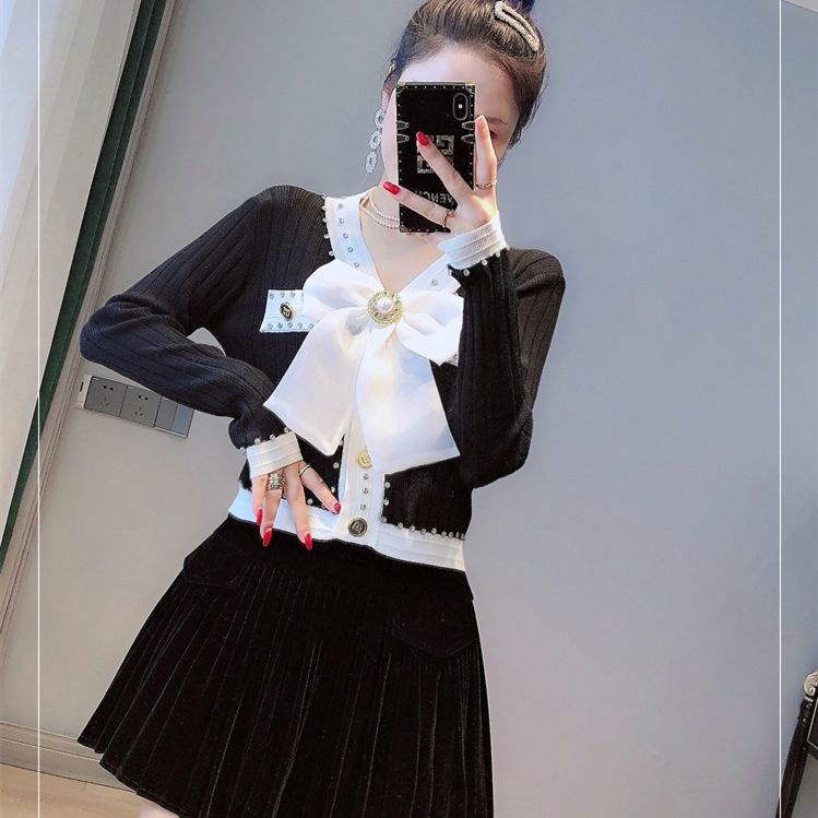 Áo khoác cardigan dệt kim tay dài cổ chữ V thiết kế mới thời trang dành cho mùa thu năm 2021