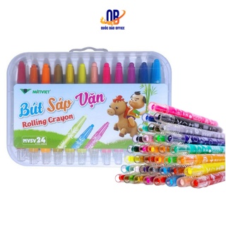 Hộp bút sáp vặn Mắt Việt cho bé - Hàng chất lượng 12 18 24 màu - 1 hộp