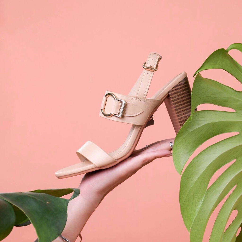 Sandal Nữ Da Thật Gót Trụ Cao 7cm Dép Quai Ngang Nữ