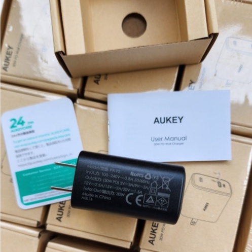 Củ Sạc Nhanh Aukey PA-F2 30W,Cho Laptop 30W PD 20W,for 14 Pro Max30W,Bảo Hành 18 tháng