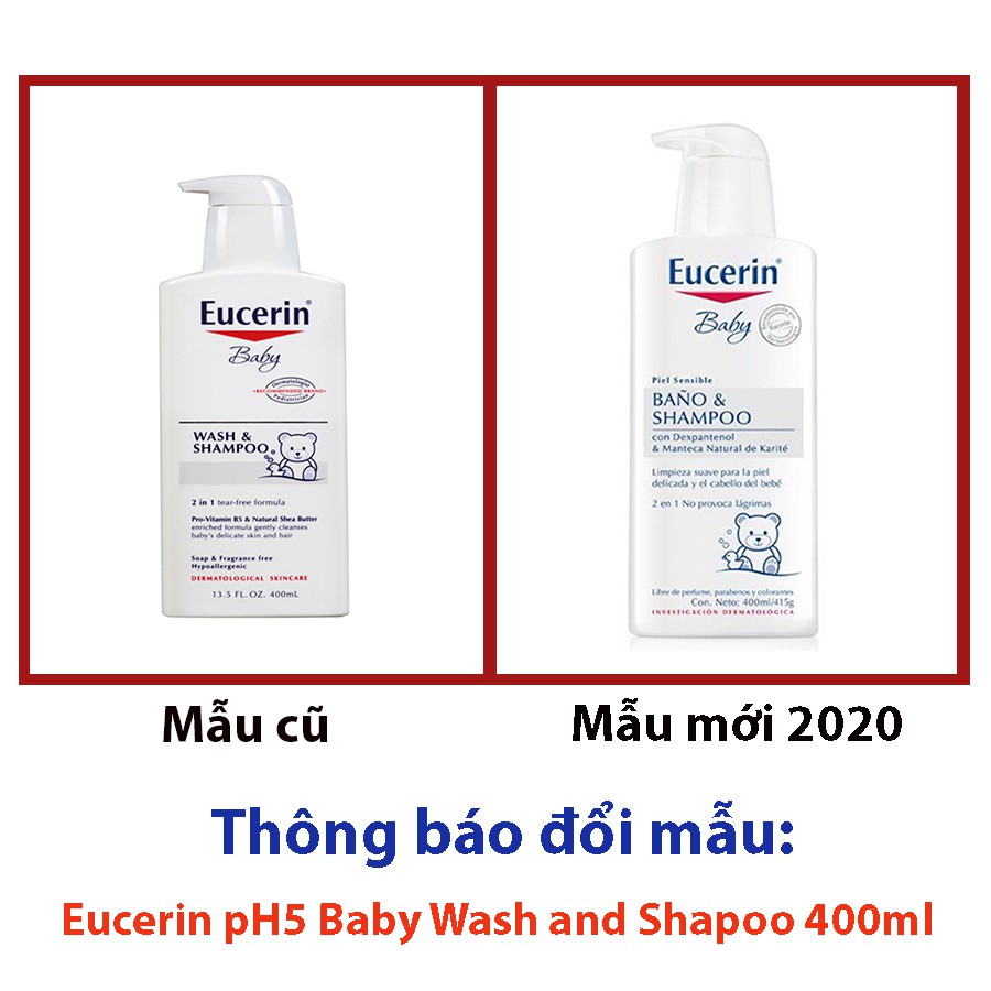 Sữa tắm gội 2 in 1 dành cho trẻ sơ sinh Eucerin pH5 Baby Wash and Shapoo 400ml