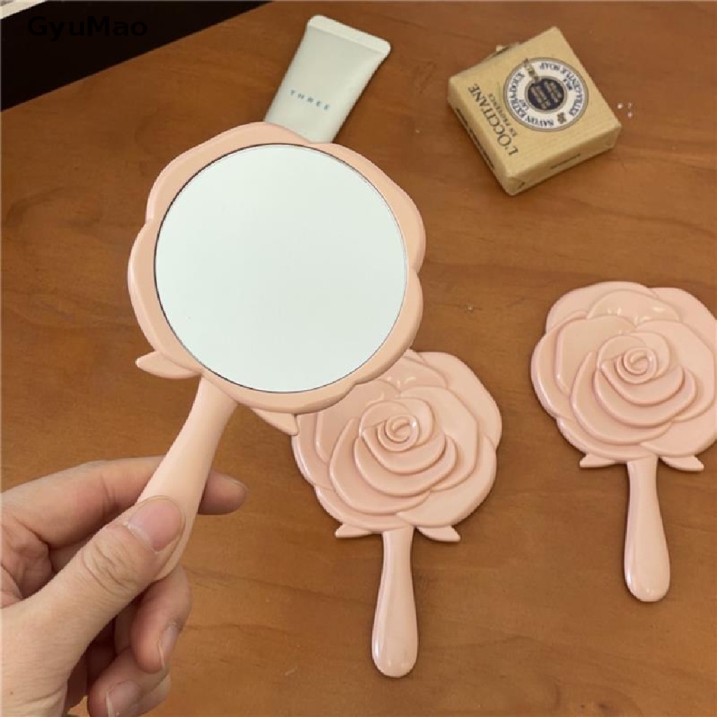 [cxGYMO] Handheld Vanity Mirror Vintage Rose Makeup Mirror Hand Mirror Pocket Mirror  HDY