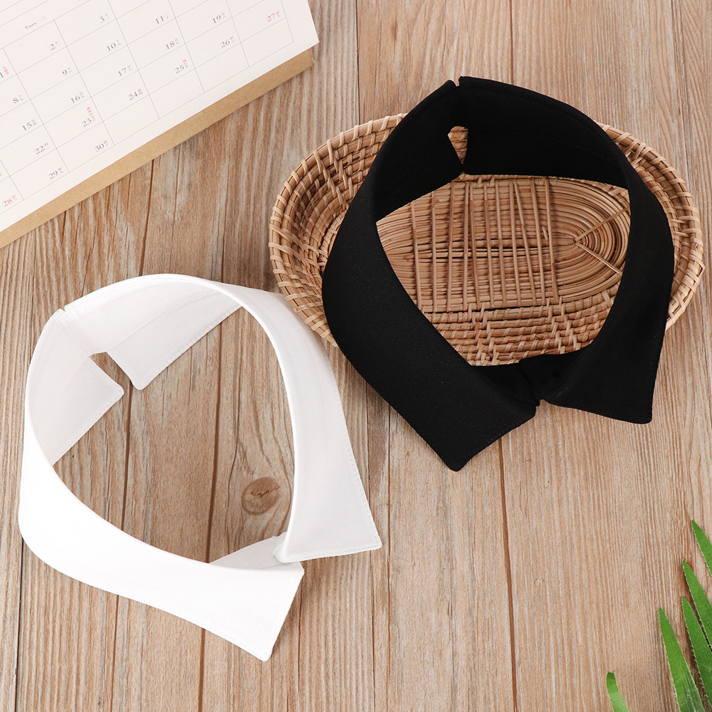 Cổ Áo Sơ Mi Giả Bằng Cotton Màu Trắng/Đen Kiểu Cổ Điển Thời Trang Sành Điệu Cho Nữ