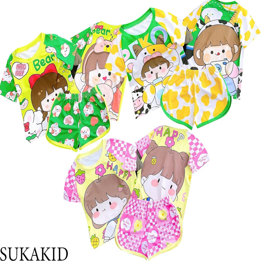 Bộ quần áo trẻ em chất liệu thoáng mát gấu thỏ.bé bò sữa happy 6kg đên 40kg.GN09.