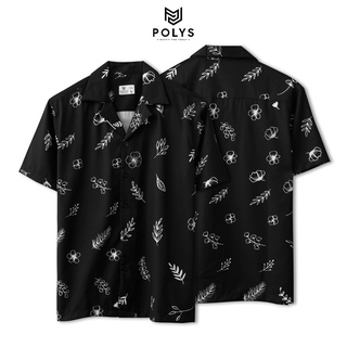 Áo sơ mi nam POLYS áo sơ mi tay ngắn họa tiết Leaves Floral