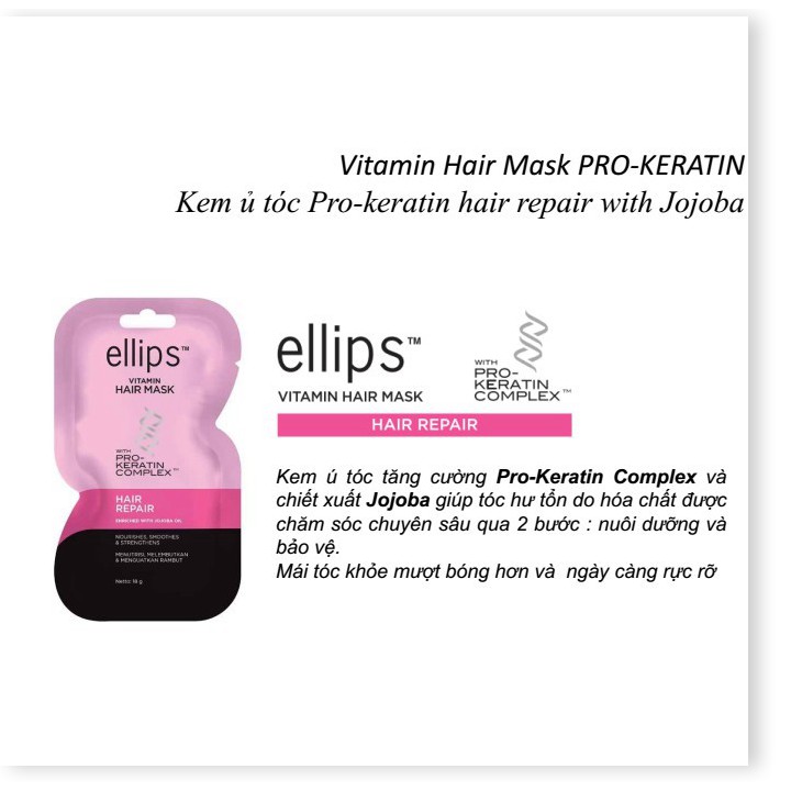 (HÀNG CHÍNH HÃNG) Kem Ủ Tóc Ellips Vitamin Hair Mask nuôi dưỡng tóc phục hồi,chắc khỏe, bồng bềnh óng mượt CAM KẾT HIỆU