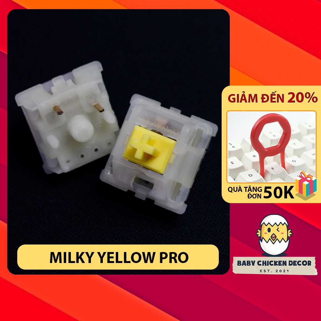 Switch bàn phím cơ Gateron Milky Yellow Pro (5 pin or 5 chân)