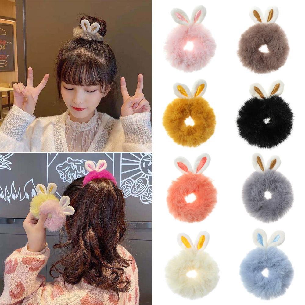 Dây Buộc Tóc Phối Lông Nhung Co Giãn Thời Trang