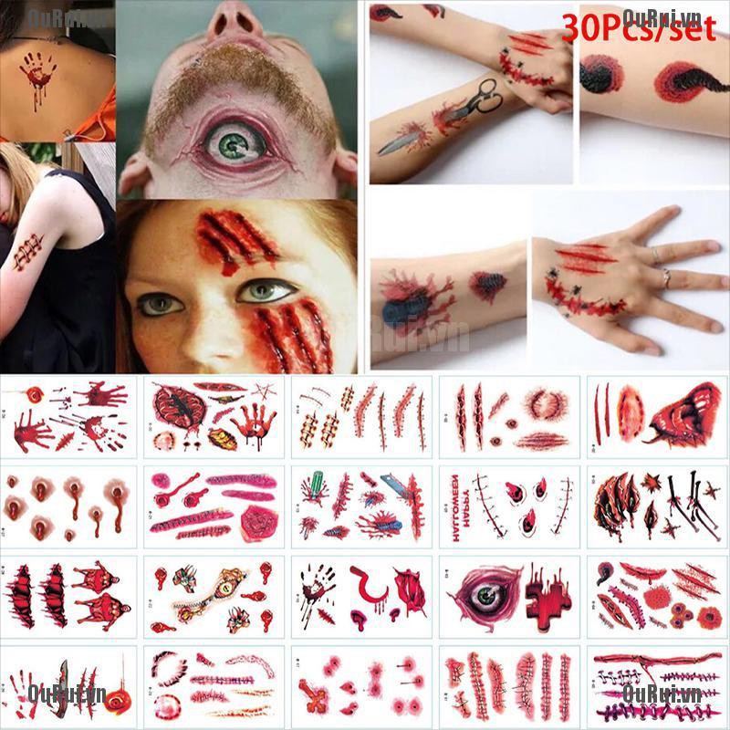 Set 30 Tấm Hình Xăm Dán Phong Cách Ma Cà Rồng Halloween Độc Đáo